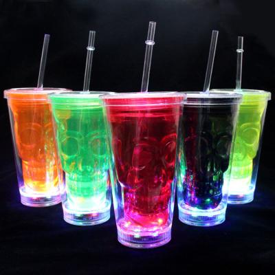 China Wholesale Custom Plastic Halloween Plastic Led Straw Cup Party Led Cup for sale