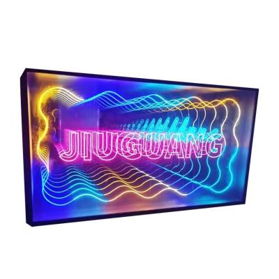 China DC 12V Customized Neon Letters Infinity Mirror Logo Illuminated Signs 3D Light Box for sale