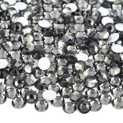 China Flatback SS3 SS4 SS6 SS12 SS16 SS20 Flatback Rhinestones Black Diamond Crystal Glass Rhinestones For DIY Clothes for sale