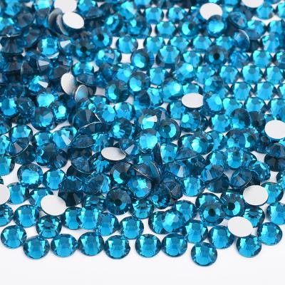 China Wholesale SS12 SS16 SS20 Flatback Flatback Non Hotfix Blue Zircon Color Glass Rhinestones For Dress Decoration for sale