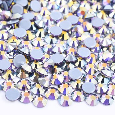 China Wholesale Flatback Tanzanite ab Iron On Strass Stones Flatback Crystal Hotfix Glass Rhinestones For Clothes for sale