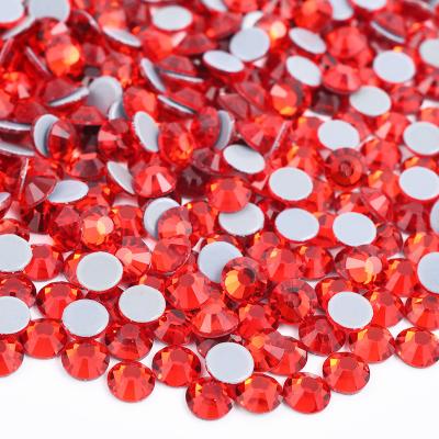 China Faux Siam Stone Color Hot Fix Round Crystal Stones Flatback Hotfix Glass Fashion Light SS6 SS12 SS16 SS20 Flatback For Dress for sale