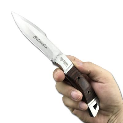 China Jungle Hunting Knife Stainless Steel Color Non-variable Outdoor Tactical Inlaid Wooden Fixed Knives EDC for sale