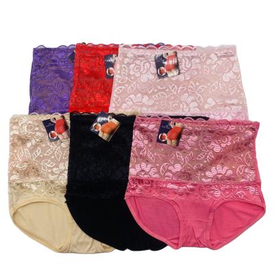 China Breathable 912 lace printed high waist women underwear for women summer hot extra waist underpant slimming panties high waist shaping pants for sale