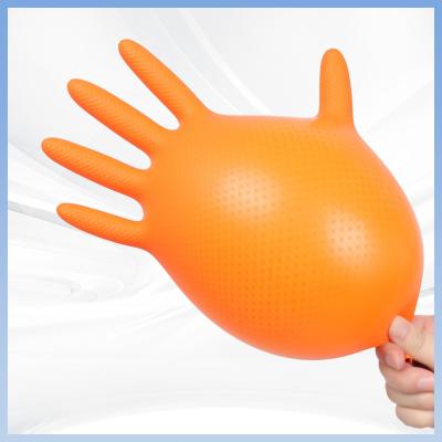 China Orange Nitril-Latex-freie Handschuhe Diamond Textured Disposable Nitrile Glovess zu verkaufen