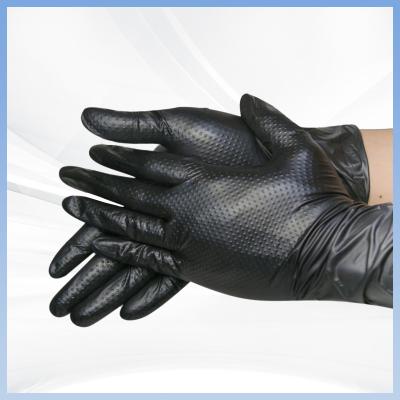 China Guantes de Diamond Print Industrial Black Nitrile de los guantes del nitrilo del OEM 6mil 8mil en venta