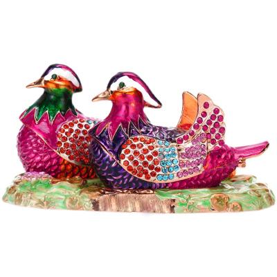 China 2022 New Year Gifts Handcrafted Tangerine Duck Jewelry Box Wholesale Made by Metal and Glue Colorful Drawing for sale