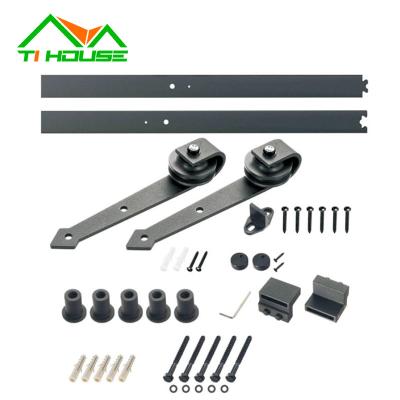 China Modern Ti House Heavy Duty Black Antique Roller Kits Arrow Shape For Sliding Barn Door Hardware Device for sale