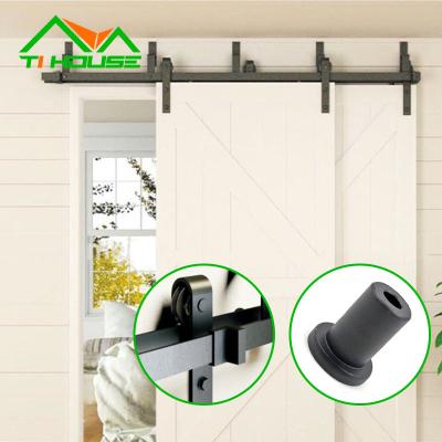 China Classic Easy Style Easy Installation Smooth Quiet Black Powder Coated Sliding Barn Door Hardware For Wooden Sliding Door for sale