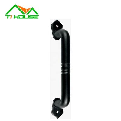 China Heavy Duty Rustic Metal Grab Indoor or Outdoor Cast Iron Farmhouse Barn Door Handle Black Bar Handle Easy Installation for sale