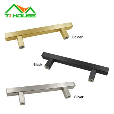 China Contemporary Hot Sale Different Size Black / Gold T Bar Furniture Stainless Steel Cabinet Pull Handle For Kitchen for sale