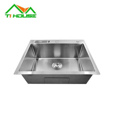 China Without Faucet Rectangular Shape Under Mount Single Bowl Handmade Stainless Steel Kitchen Sink for sale