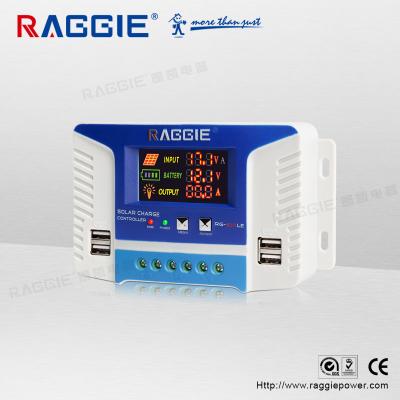 China Solar System RAGGIE Controller 10A 12V 24V PWM Solar Charge Controller With LED Display for sale