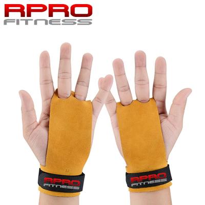 China Elasticity/Breathable/Protective 2 Hole Fitness Weightlifting Grip Leather Hand Grips Cross Fitness for sale