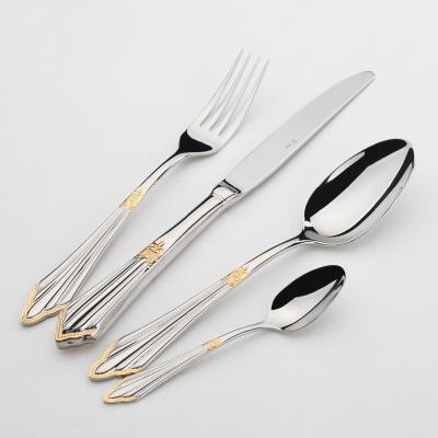 China Mirror polish or satin polish gold hotel for kids stainless steel fork and knife and spoon cutlery sets for sale