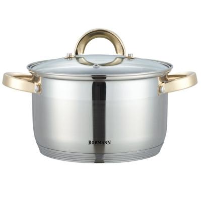 China Gloden Home Wholesale Handle Good Quality Kitchen Glass Lid Cooking Pots For Stew for sale