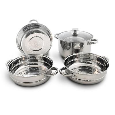 China Sustainable Steamer Pots Set Cooking Pots 4 Layer Food Steamer Pot Set OEM for sale