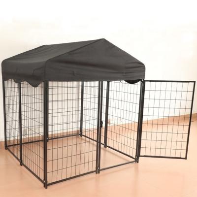 China Breathable Barrier Enclosures Kennel Dog Pen Outdoor Metal Puppy Playpen Pet Cage With Roof Top Cover for sale