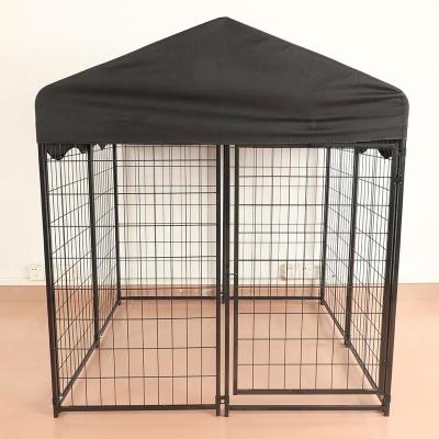 China Breathable Outdoor Outdoor Dog Run House Metal Pet Aviary Door Cage Puppy Crate With Top Cover&Door for sale