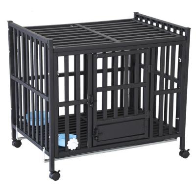 China Sustainable New Iron Dog Rest Indoor Outdoor House Cage Portable Travel Crate Kennel With Latch & Tray & Wheel for sale