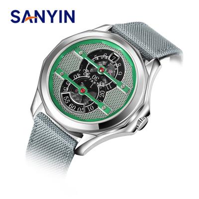 China Newest Power Reserve SANYIN 2022 Self-design Automatic Mechanical Mechanical Wrist Watch High Quality Winding Jump Hour Stainless Steel Watches For Men for sale