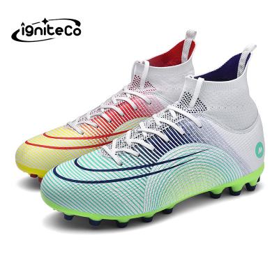 China New Children's High Top Rubber Soccer Training Boys Girls Soccer Cleats Shoes for sale