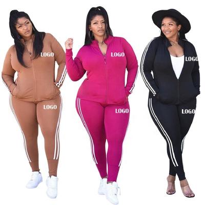 China Anti-Wrinkle Plus Size Hot Sale Designer Logo Tracksuits 2 Piece Pants Set Women Casual 2 Piece Jogging Pants Suit for sale