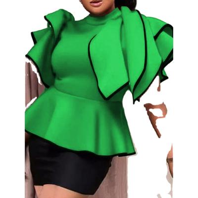 China New Factory Women Workable Elegant African Ruffle Christmas Party Women Blouse for sale