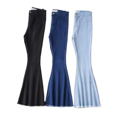 China Wholesale New Coming Solid Color Women's Waist Solid Color Burst Flare Jeans High for sale