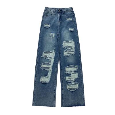 China Color Fade Proof Hip Hop Women High Rise Baggy Pants Multi Pockets Fade Washed Denim Friend Style Wide Leg Cargo Jeans for sale