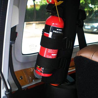 China Durable Adjustable Hook And Loop Fastener Black Roll Bar Fire Extinguisher Holder Strap for sale