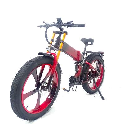 China Aluminum Alloy 26Inch Fat Tire Electric Folding Bicycle 750W 48V 17.5Ah Battery Electric Sports Mountain Bike for sale