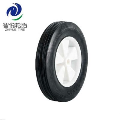 China 8 inch flat free solid rubber wheel/hand trolley rubber wheel/compressor wheel for sale