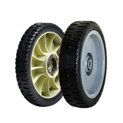 China Flat Free Plastic Wheels 8 Inch Push Mower Wheel For Lawn Mower, Lawn Spreader Wheel for sale