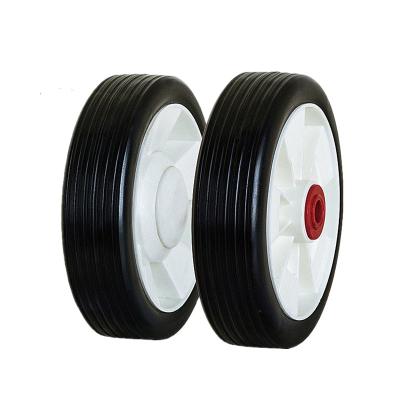 China 6 inch flat free molded plastic wheel for lawn mower, tool cart wheels, hand push wheel for sale