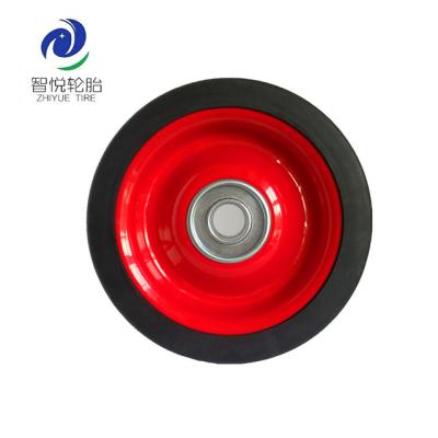 China Semi-pneumatic Rubber Wheels And 5 Inch Small Semi-pneumatic Metal Tires With Bearing For Trolley for sale