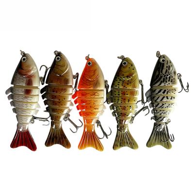 China ABS Plastic Artificial Crank Slow Sinking Bass Top Water Hard Bait Trout 20g Multi-Joint 100mm Hinged Bass Bait for sale