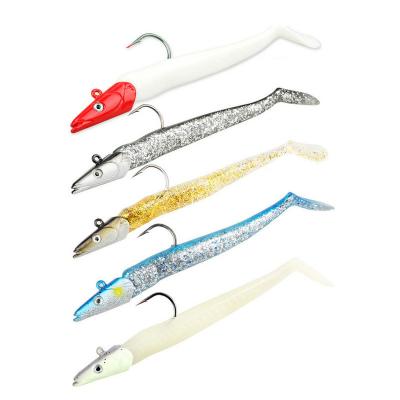 China Lead + lead main lead jig 10g 10cm 19g 11cm 22g 11cm 34g 16cm PVC Lure PVC Artificial Jig Sandeel Lead Fishing Lures With Hook Swim Sinking Groundbaits for sale