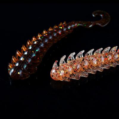 China Soft Silicone Fishing Lures 11cm Smell 6g Worm Bait Fish Silicone Crab Material Lures Curly-Tailed Shrimp Lures for sale