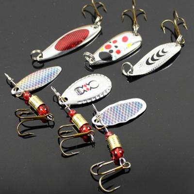 China Running Feather Copper Flakes Fishing Spoons Spinner Groundbait 2.7-4g For Fishing Metal Spoons Fishing Lure Set With Box for sale