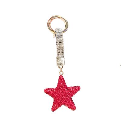 China Diamond Fashion Key ChainMetal Crystal Key Chain 3d Star Ring Charm Bag Car Gift Pendant Bag Car Pendant Key for Kids for sale