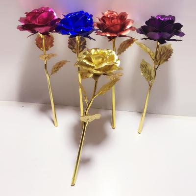 China 24k Gold Foil Rose Rose Flower 24K Gold Foil Simulation Flower Christmas Valentine's Day Creative Gift for sale