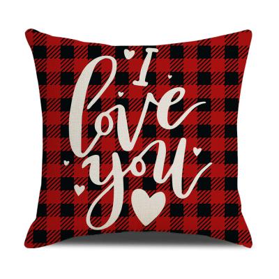 China Red Couples Hugging Canvas Sofa Cushion Car Love Pillow Case Valentine's Day Soft Decoration Pillow Cover for sale