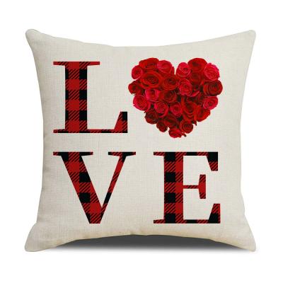 China Soft Cute Valentines Day Couples Cushion Cover Valentines Day Heart Pillow Case Cushion Cover Home Decor for sale