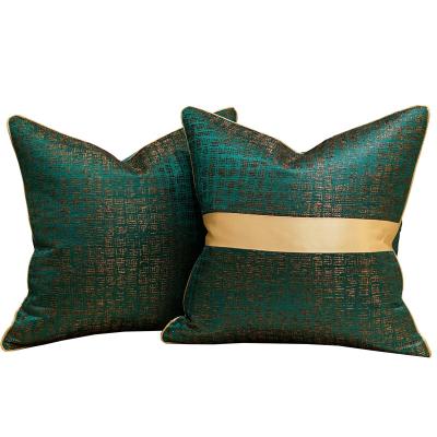 China Sustainable Luxury Gold Bronzing Green Tile Covers Thick Polyester Cushion Cover Home Decorative for sale