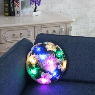 China High Quality Viable Christmas Cushion Cover With LED Lights Pillowcase For Sofa Living Room Round Cushion Cover for sale