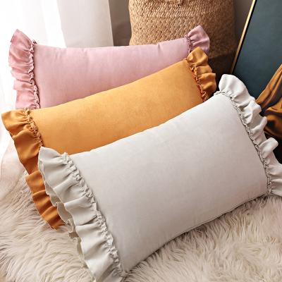 China Beautiful Multicolor Handmade Lace Velvet Square Pillowcase Cushion Cover 30x50 for sale