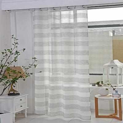 China Stripe Dyed 9.35.1 Piecewise Stripe Plain Dyed Gray Grommet Curtain For Window Fabric Linen Curtain Decoration for sale