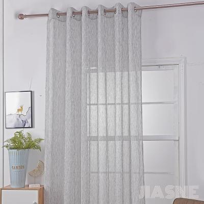 China Stripe Dyed 9.34.1 G2819 Whole Stripe Dyed Simple Gray Grommet Curtain For Window Fabric Drape Curtain Decoration for sale