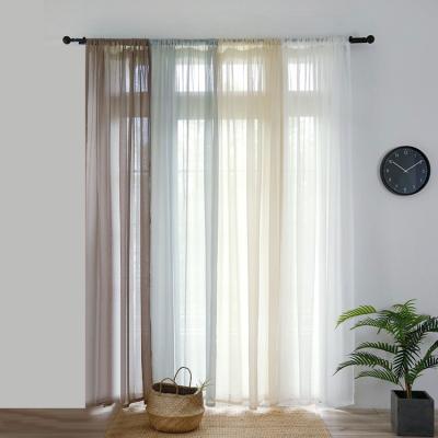 China Tulle Voile and 6.13.1 Polyester Cheap Sheer Curtains Fabric Window Drapes Breathable Grommet Drapes for Living Room for sale